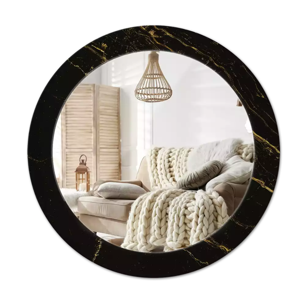 Miroir rond avec décoration Petit marbre noir