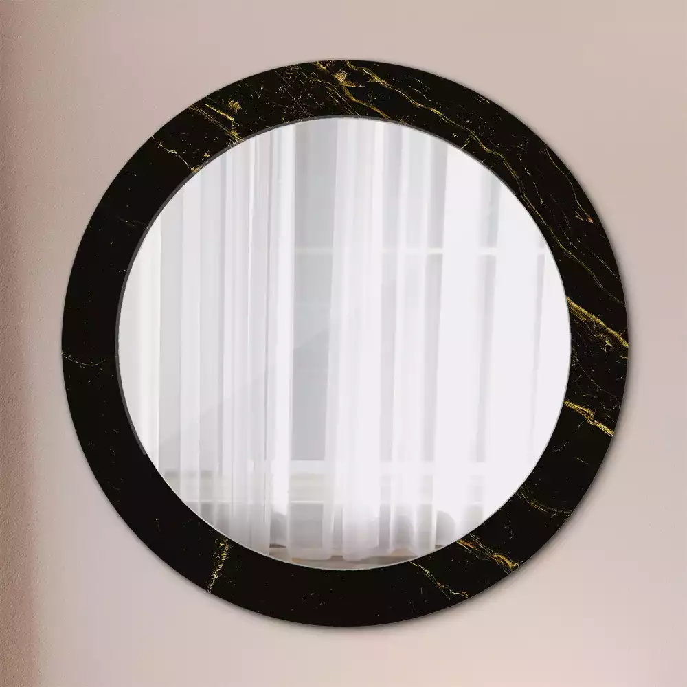 Miroir rond avec décoration Petit marbre noir