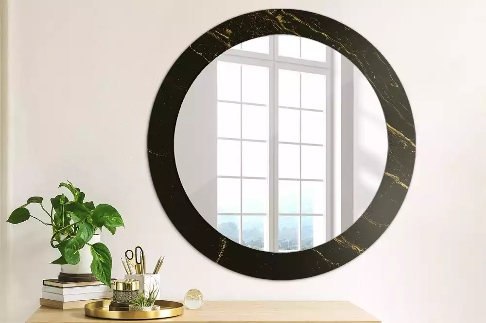 Miroir rond avec décoration Petit marbre noir