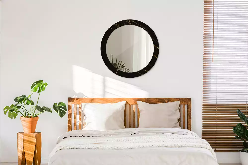 Miroir rond avec décoration Petit marbre noir
