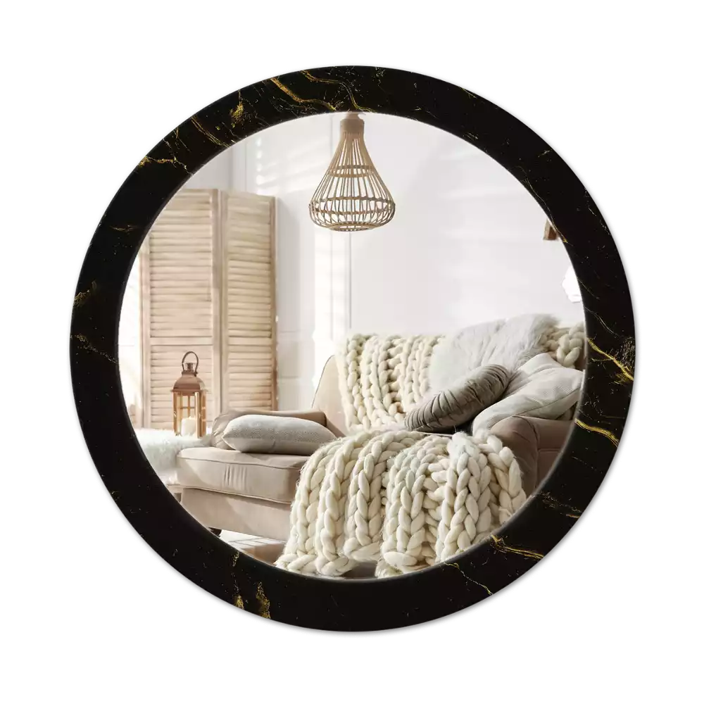 Miroir rond avec décoration Petit marbre noir