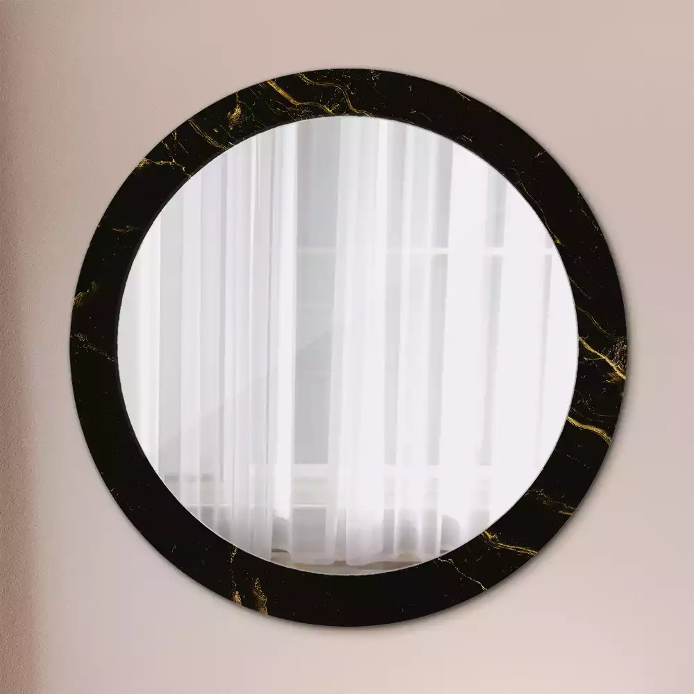Miroir rond avec décoration Petit marbre noir