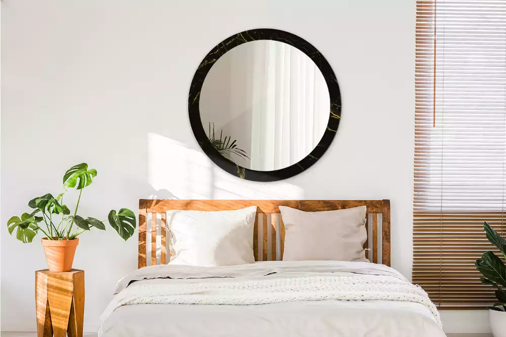 Miroir rond avec décoration Petit marbre noir