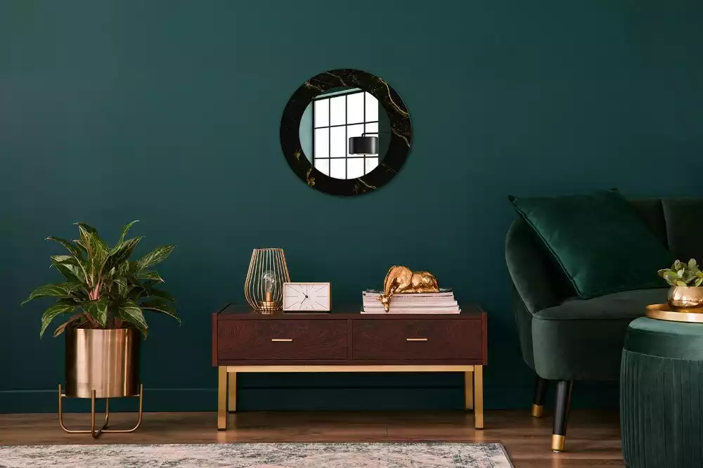 Miroir rond avec décoration Petit marbre noir