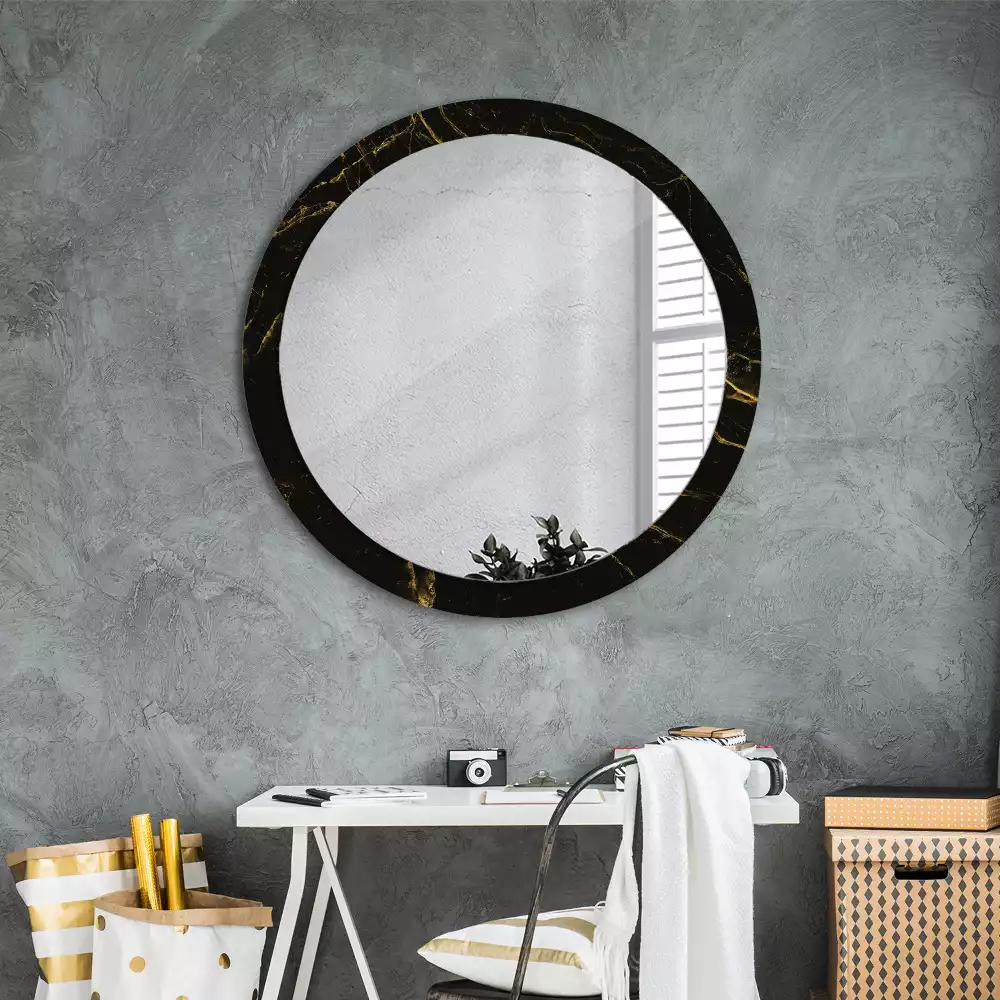 Miroir rond avec décoration Petit marbre noir