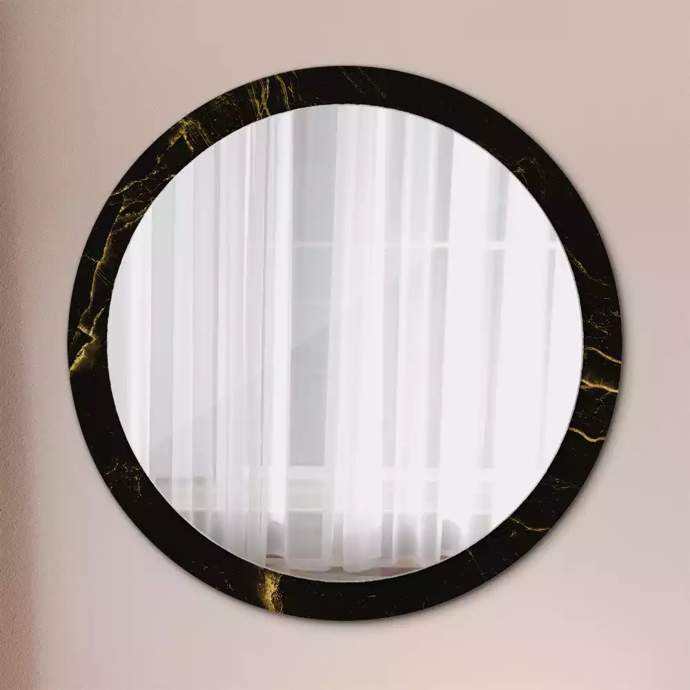 Miroir rond avec décoration Petit marbre noir