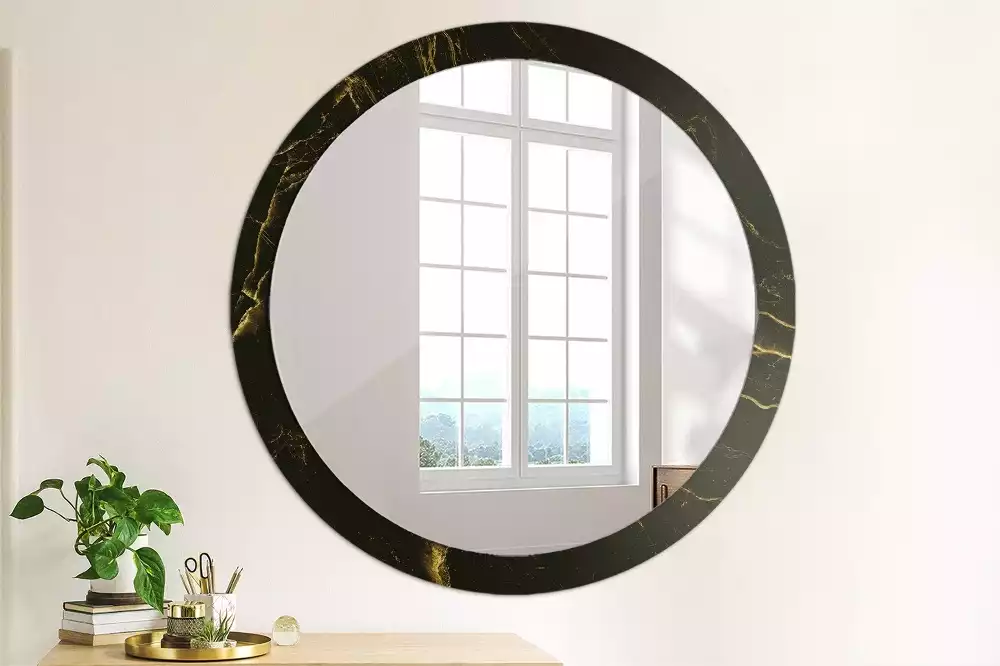 Miroir rond avec décoration Petit marbre noir