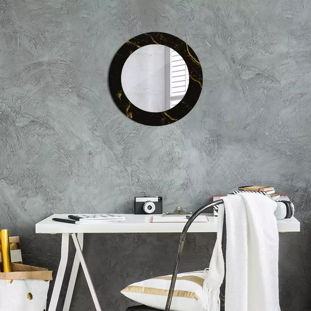 Miroir rond avec décoration Petit marbre noir
