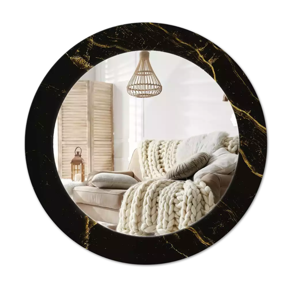 Miroir rond avec décoration Petit marbre noir