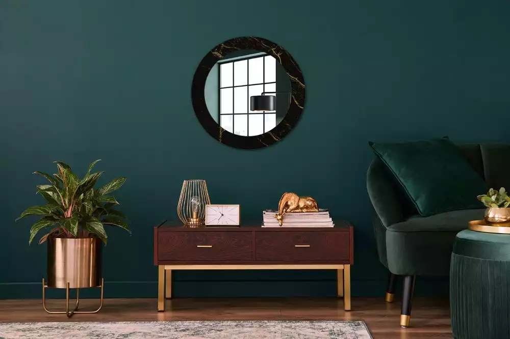 Miroir rond avec décoration Petit marbre noir