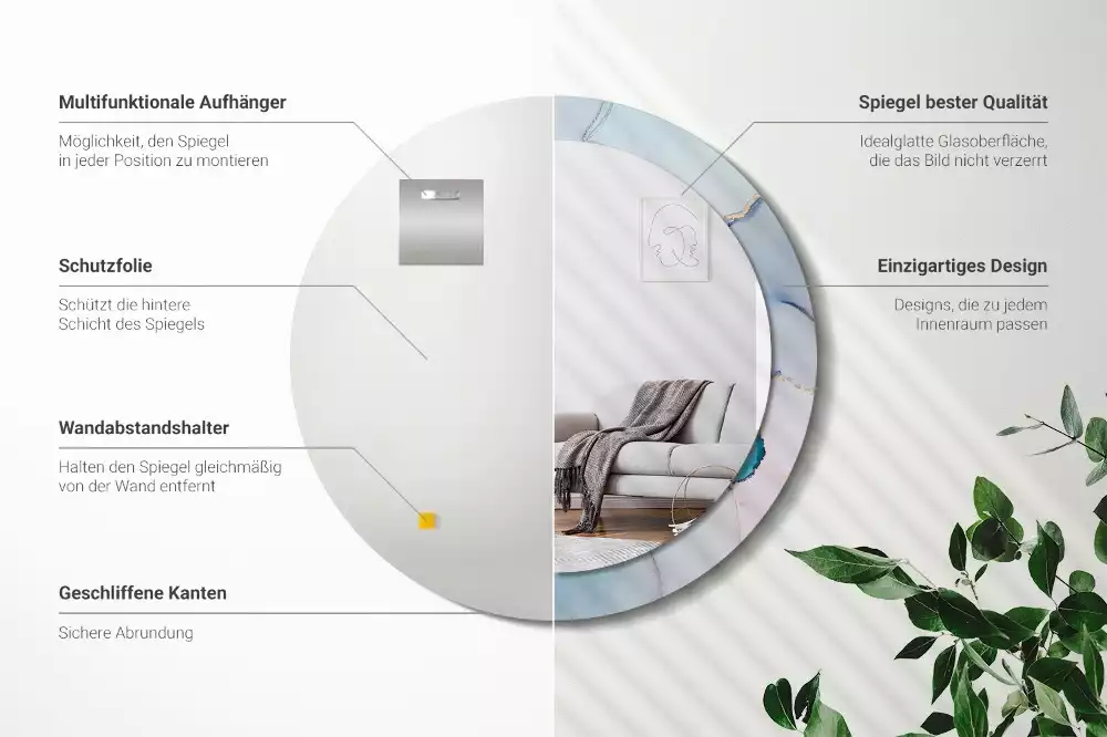 Miroir rond avec décoration Fluide abstrait