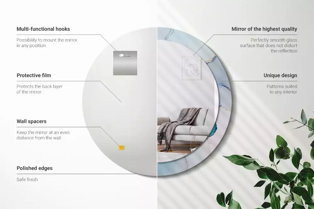 Miroir rond avec décoration Fluide abstrait