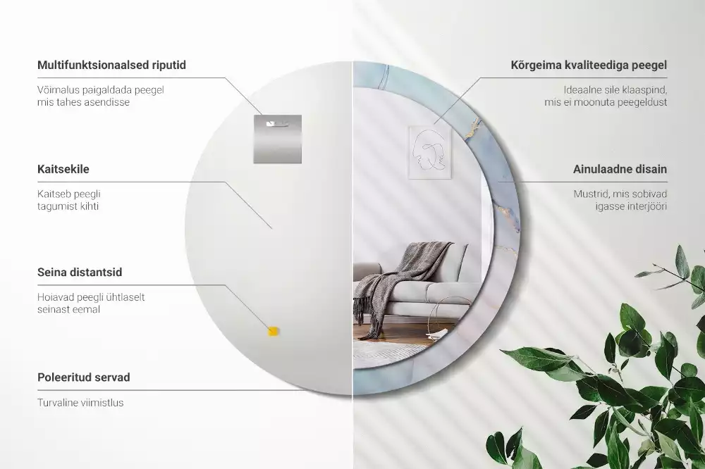 Miroir rond avec décoration Fluide abstrait