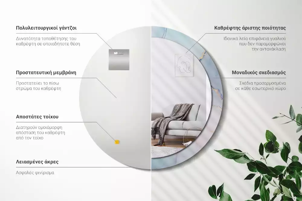 Miroir rond avec décoration Fluide abstrait