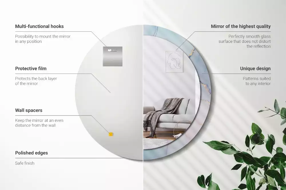 Miroir rond avec décoration Fluide abstrait