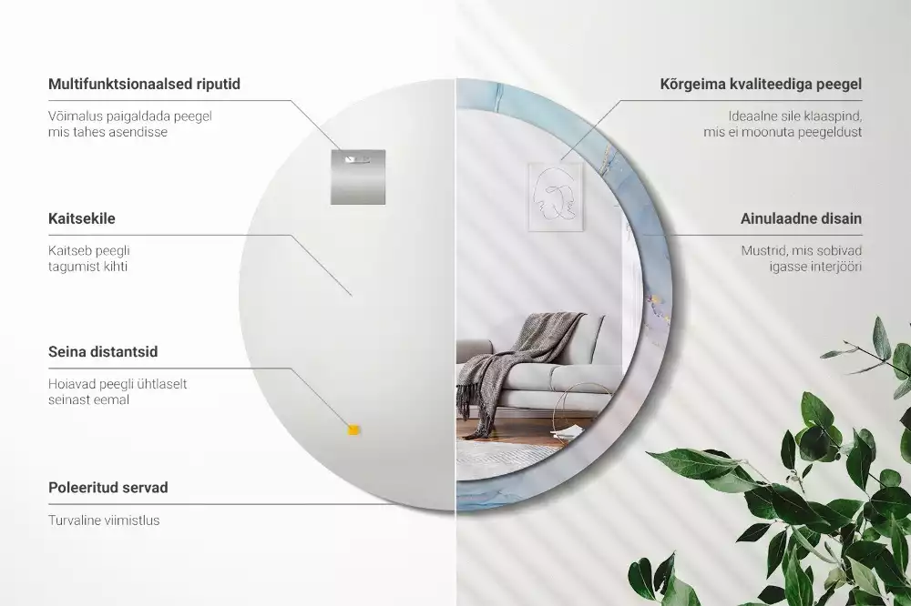 Miroir rond avec décoration Fluide abstrait