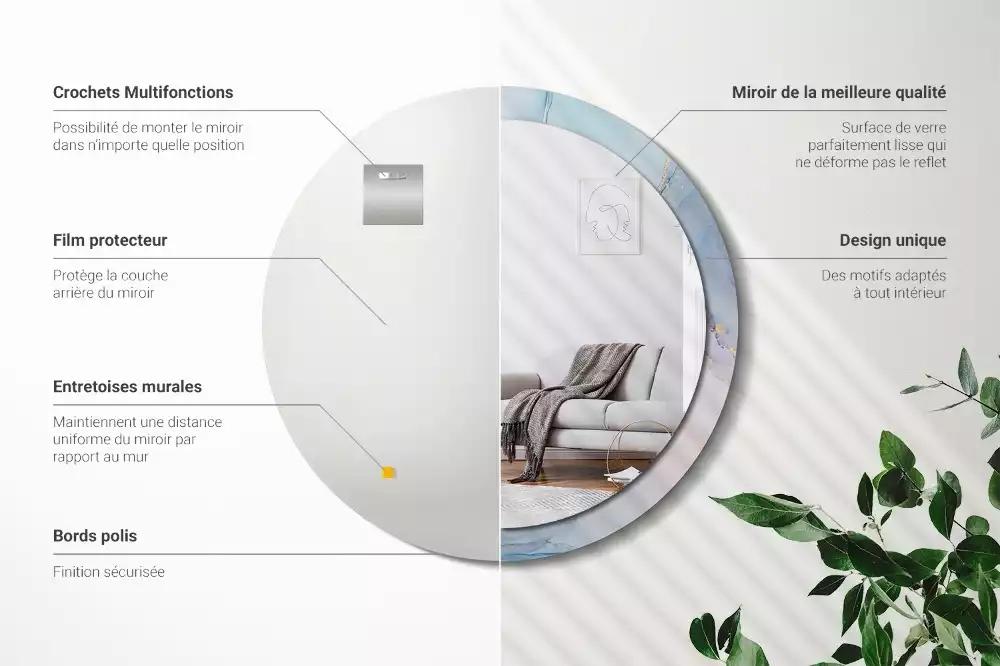 Miroir rond avec décoration Fluide abstrait