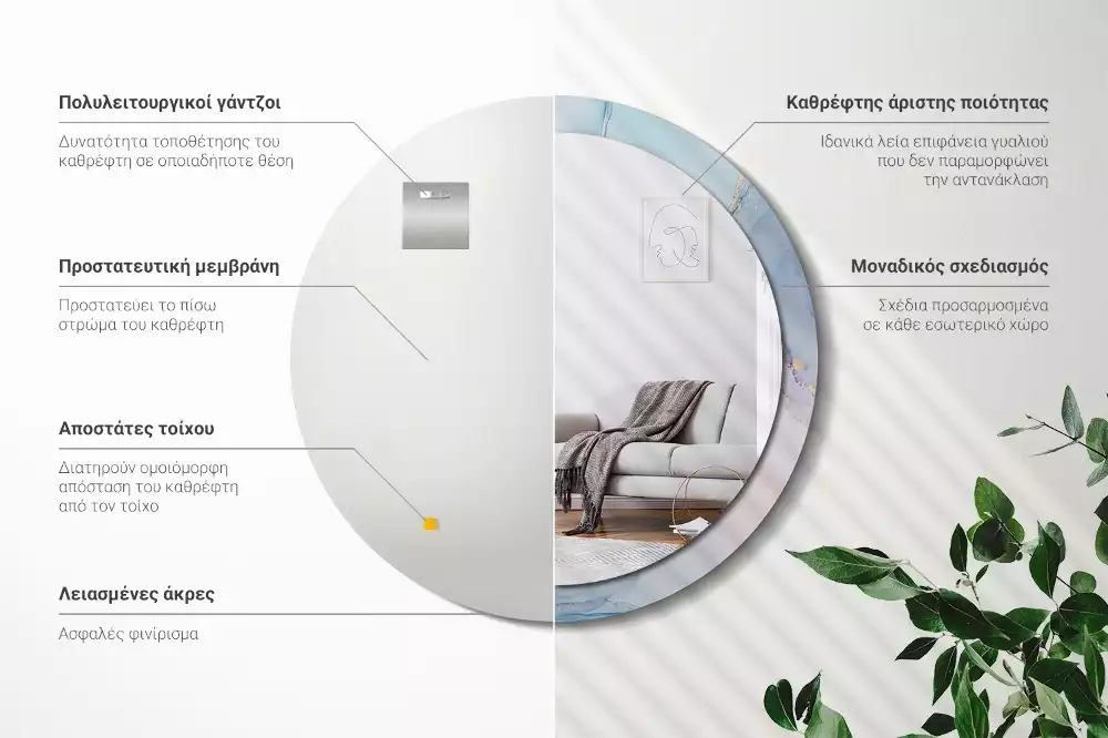 Miroir rond avec décoration Fluide abstrait