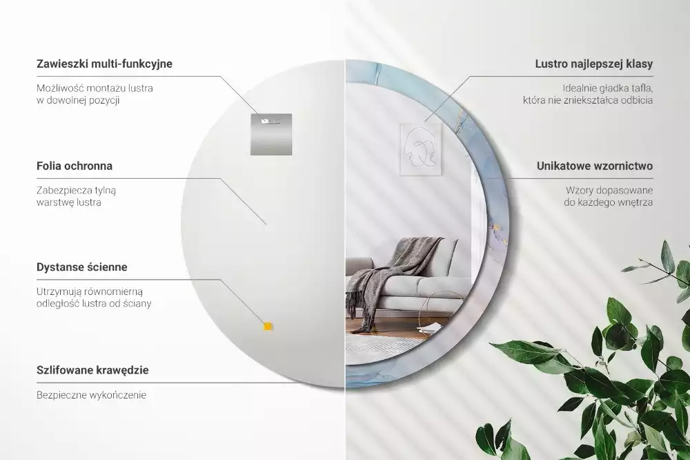 Miroir rond avec décoration Fluide abstrait