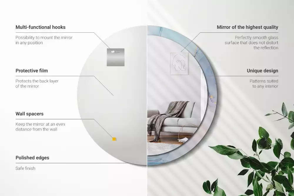 Miroir rond avec décoration Fluide abstrait
