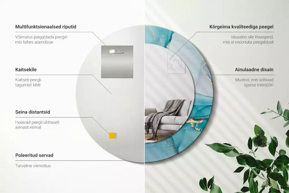 Miroir rond avec décoration Fluide abstrait