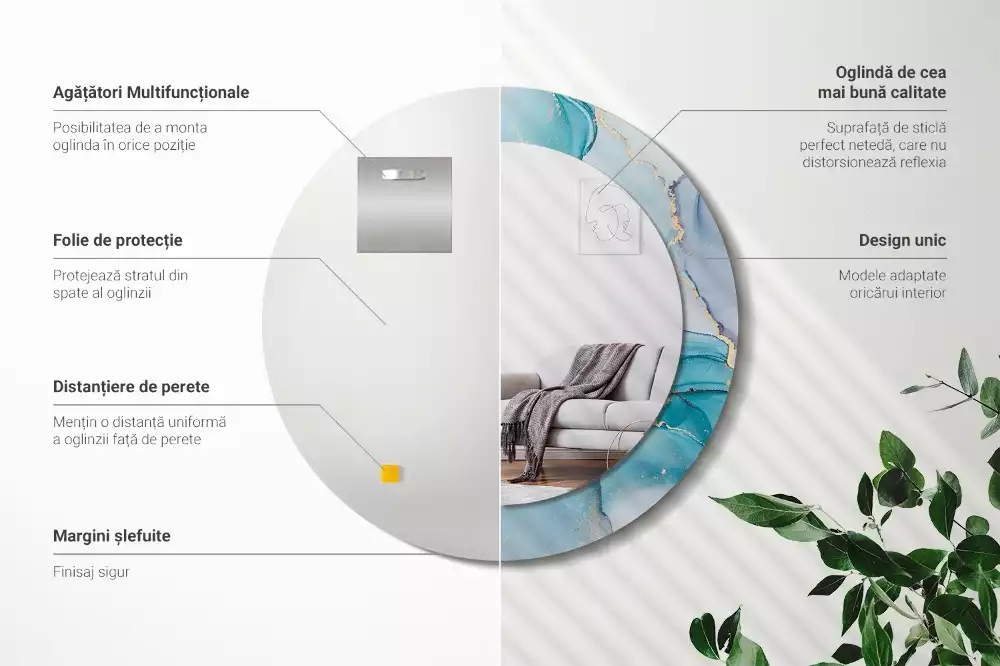 Miroir rond avec décoration Fluide abstrait