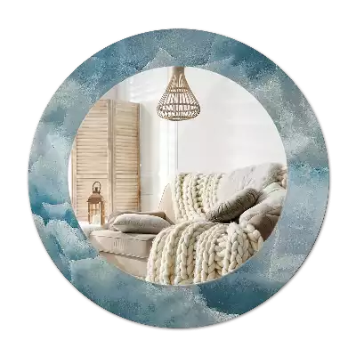 Miroir rond avec décoration Marbre onyx bleu