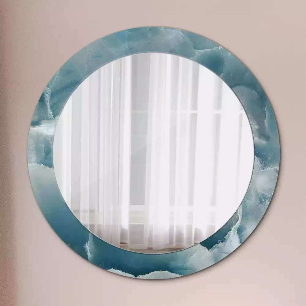 Miroir rond avec décoration Marbre onyx bleu