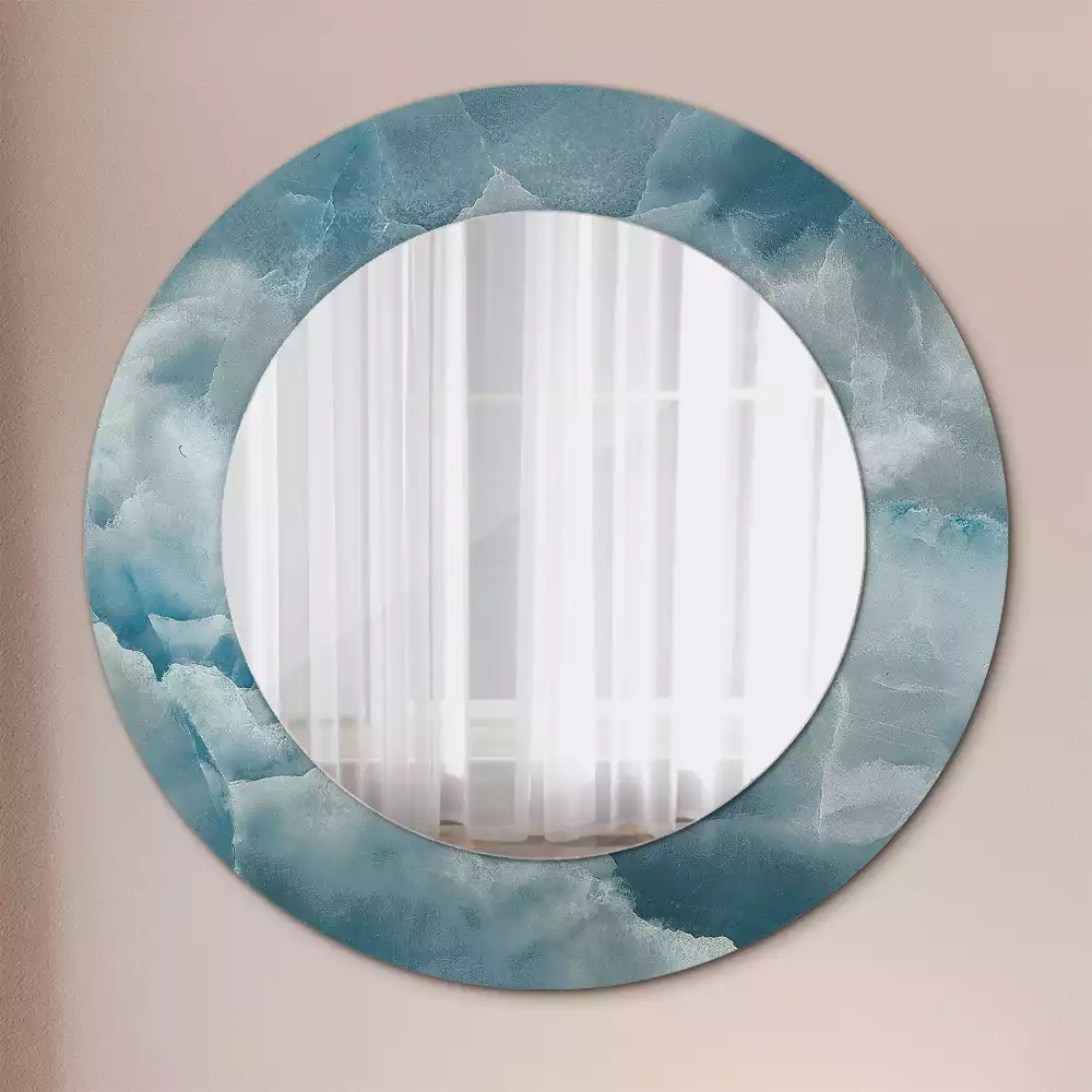 Miroir rond avec décoration Marbre onyx bleu