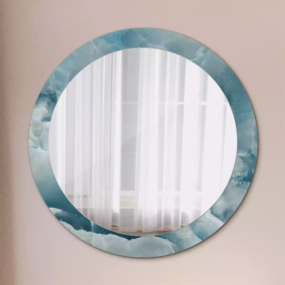 Miroir rond avec décoration Marbre onyx bleu
