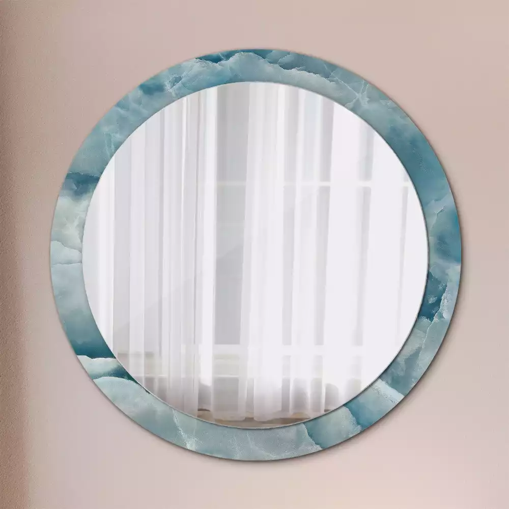 Miroir rond avec décoration Marbre onyx bleu