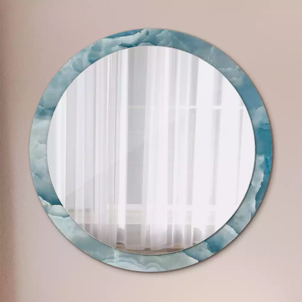 Miroir rond avec décoration Marbre onyx bleu