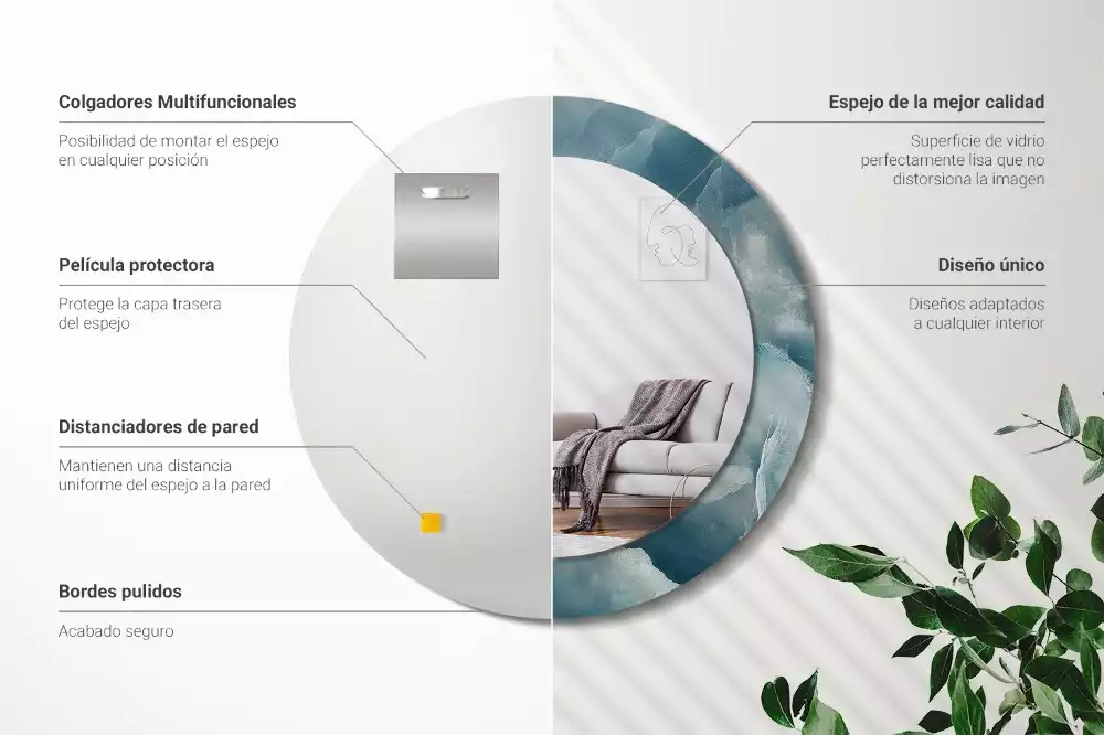 Miroir rond avec décoration Marbre onyx bleu