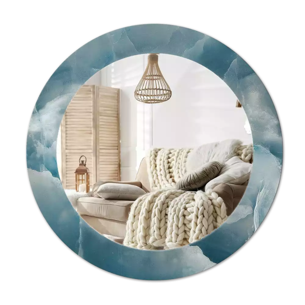 Miroir rond avec décoration Marbre onyx bleu