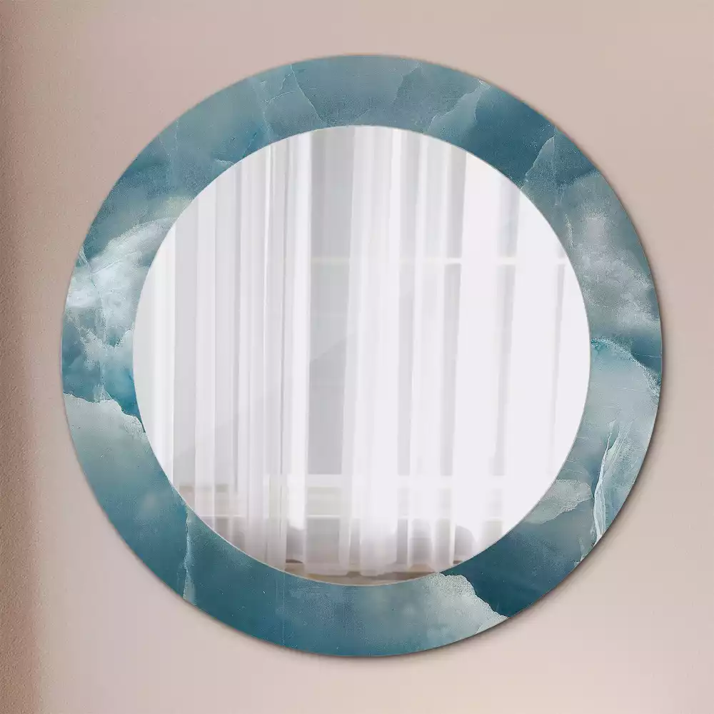 Miroir rond avec décoration Marbre onyx bleu