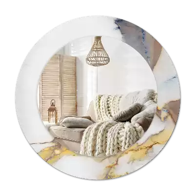 Miroir rond avec décoration Petit marbre blanc