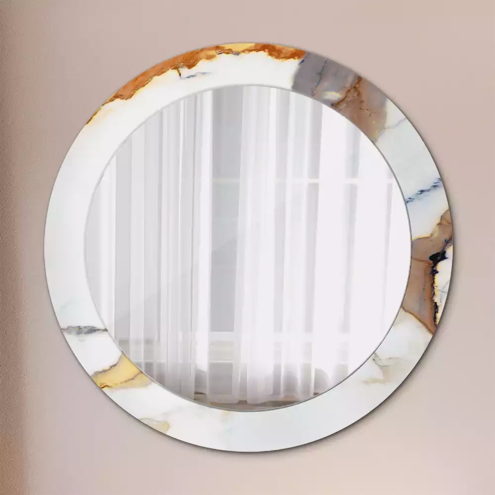 Miroir rond avec décoration Petit marbre blanc