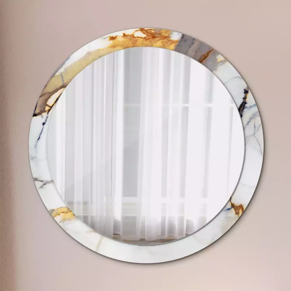 Miroir rond avec décoration Petit marbre blanc