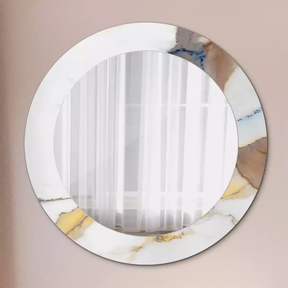 Miroir rond avec décoration Petit marbre blanc