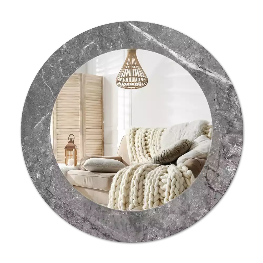 Miroir rond cadre avec impression Marbre rustique