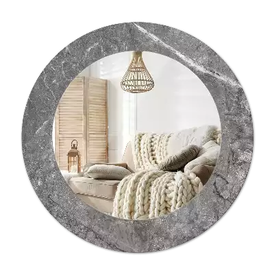 Miroir rond cadre avec impression Marbre rustique