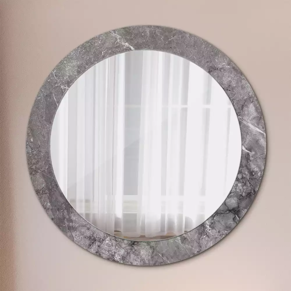 Miroir rond cadre avec impression Marbre rustique