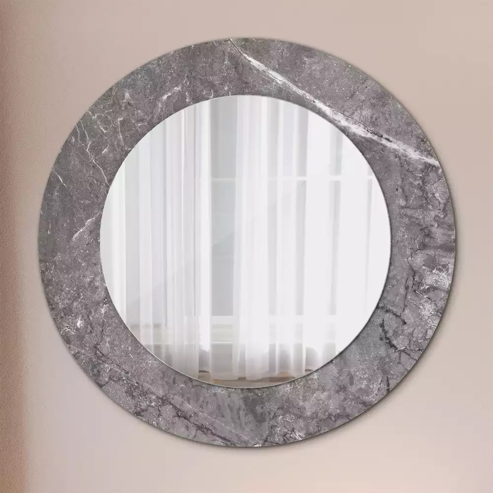 Miroir rond cadre avec impression Marbre rustique
