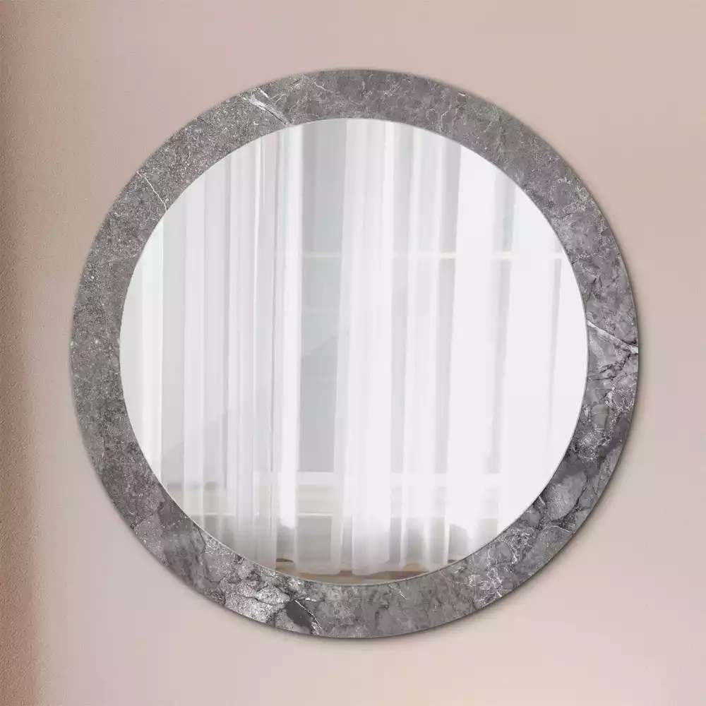 Miroir rond cadre avec impression Marbre rustique
