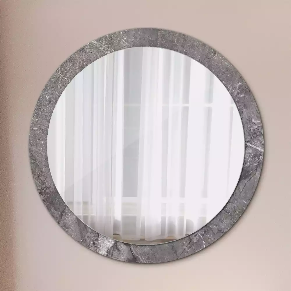 Miroir rond cadre avec impression Marbre rustique