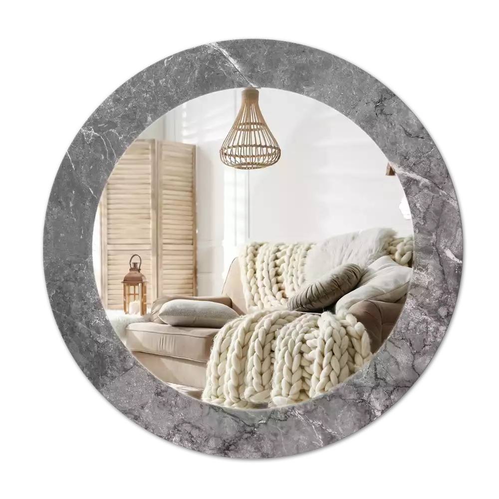 Miroir rond cadre avec impression Marbre rustique