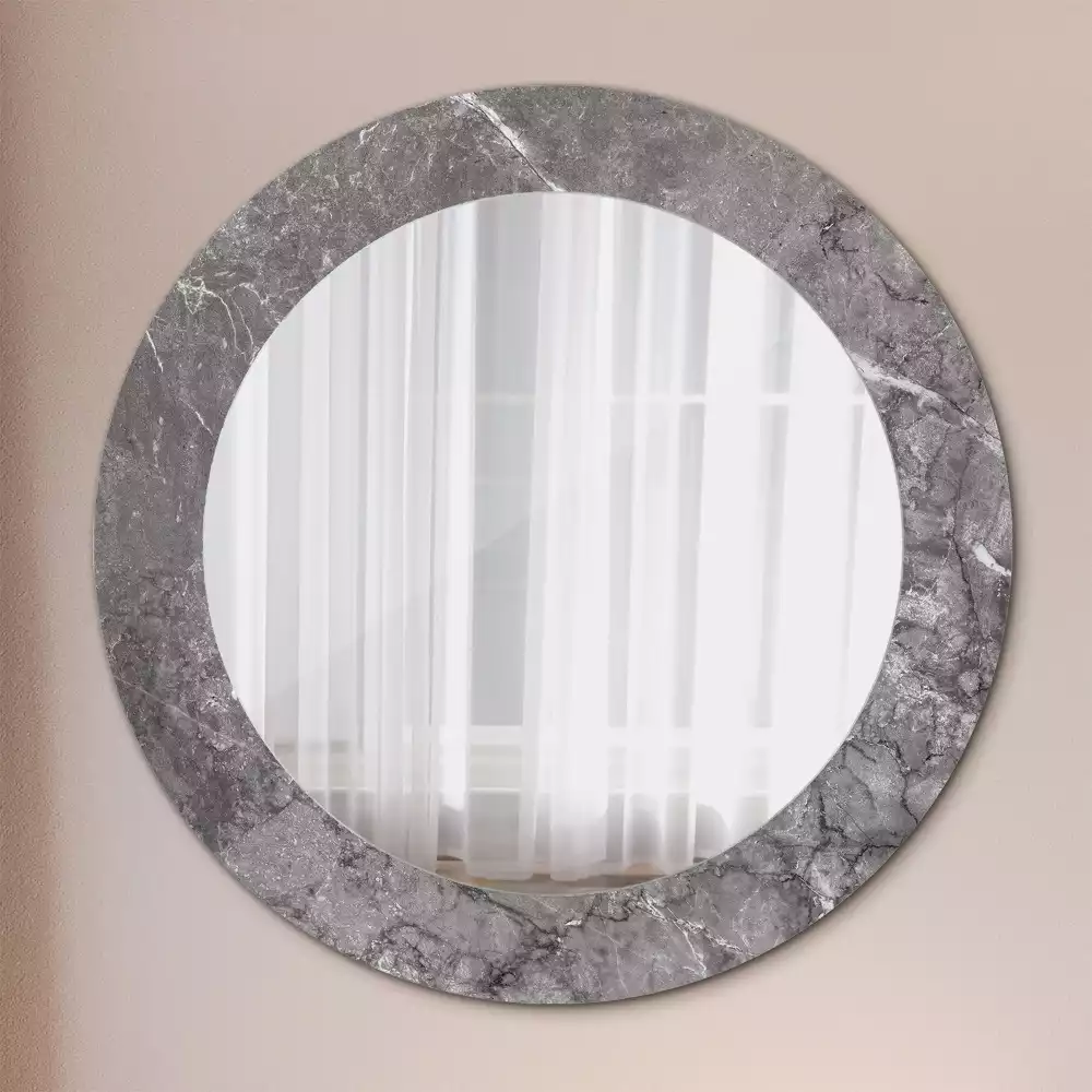 Miroir rond cadre avec impression Marbre rustique