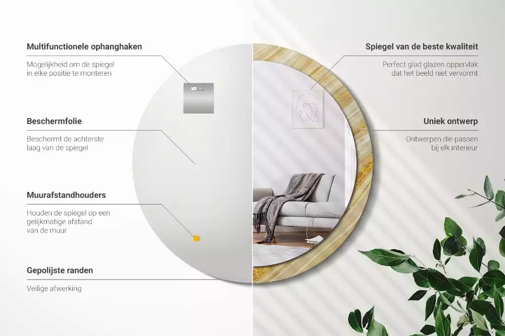 Miroir rond imprimé Motif abstrait