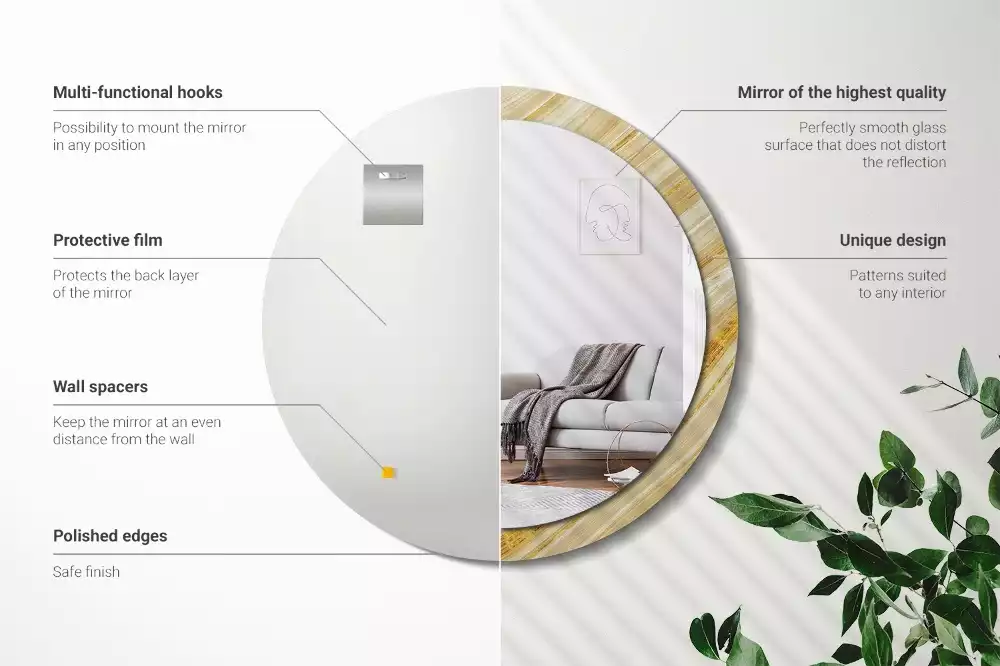 Miroir rond imprimé Motif abstrait