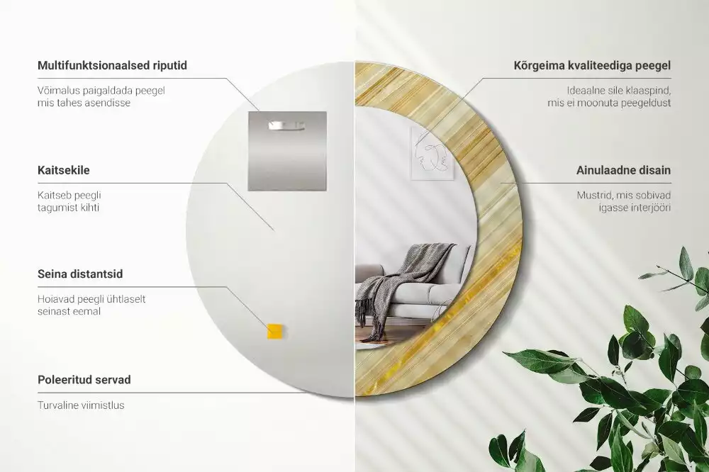 Miroir rond imprimé Motif abstrait